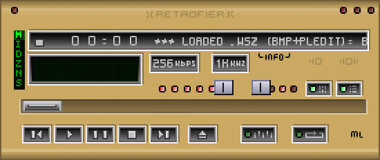 Winamp Everything's main window wearing the bunji Retrofier skin
